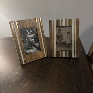 Wooden Photo Frame Set with Gold and Cream Accents